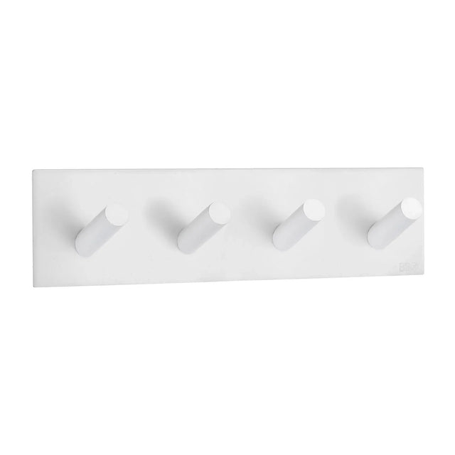 BESLAGSBODEN Design Quadruple Hook in Matt White Stainless Steel Self-adhesive BX1096