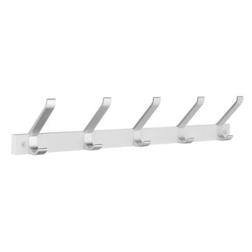 BESLAGSBODEN Coat and Hat Rack, Five Hooks, White/Satin Aluminium BX1165