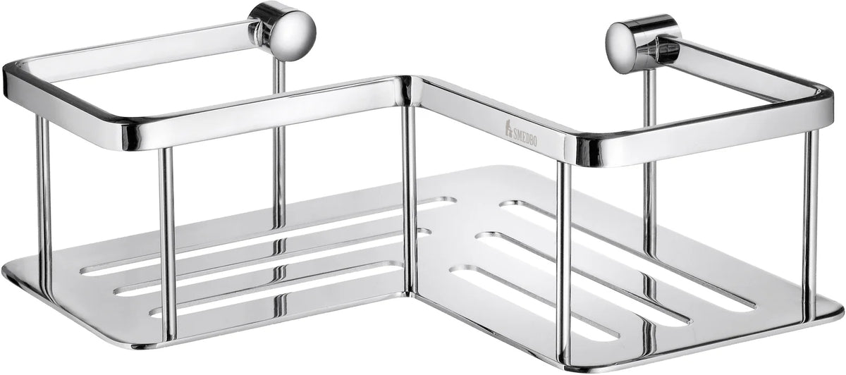 SIDELINE Corner Shower Basket in Polished Chrome and Solid Brass Construction DK3025