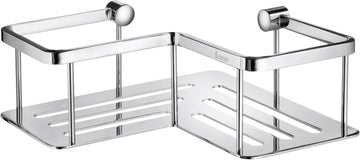 SIDELINE Corner Shower Basket in Polished Chrome and Solid Brass Construction DK3025