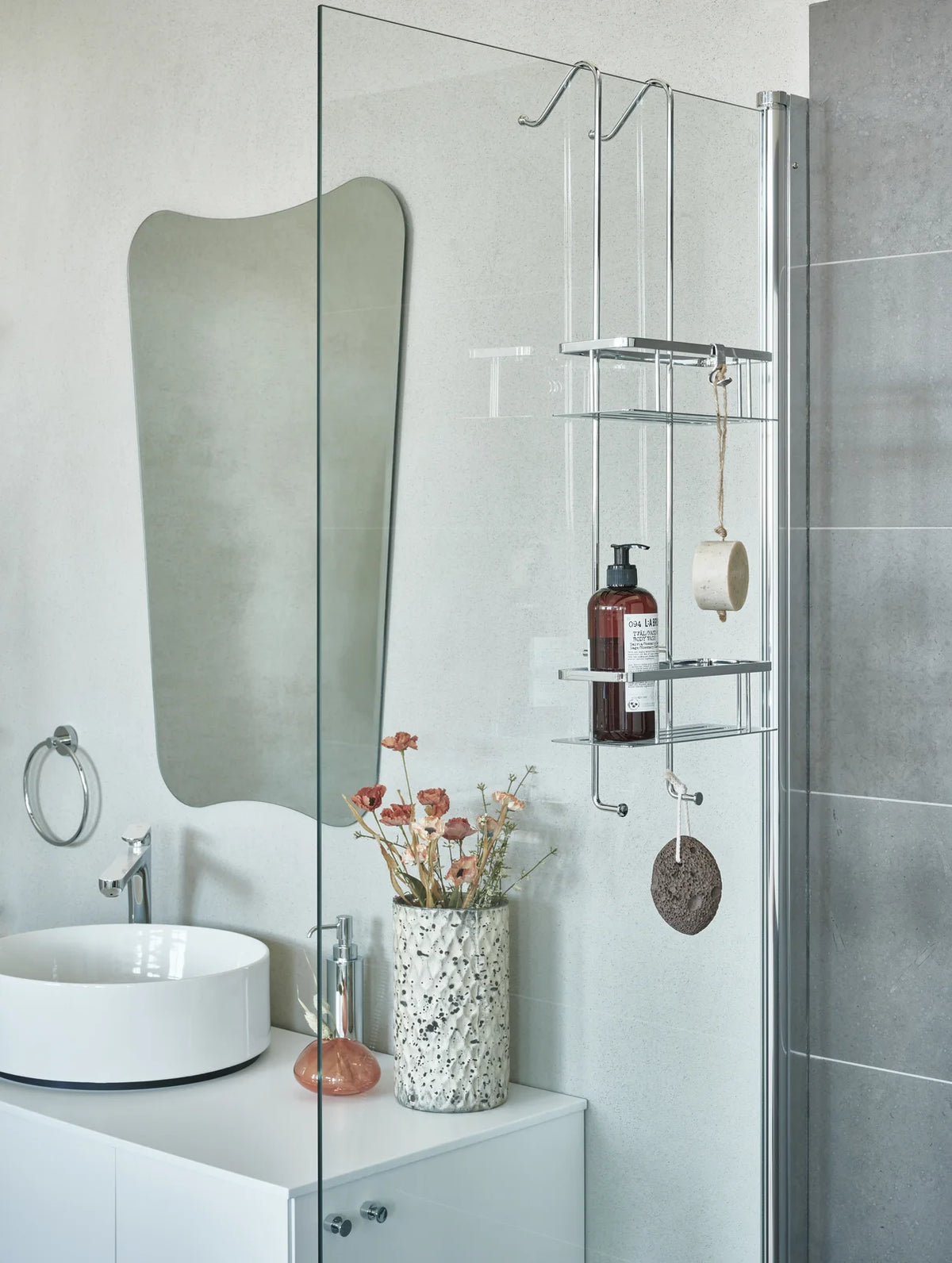 SIDELINE Shower Basket, Double in Polished Chrome DK3041