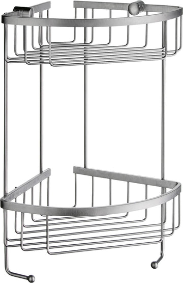 SIDELINE Design Corner Soap Basket, Double in Brushed Chrome DS2031
