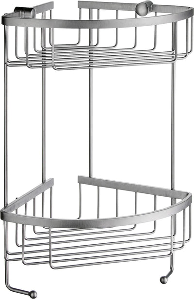 Sideline Design Corner Soap Basket, Double in Brushed Chrome DS2031