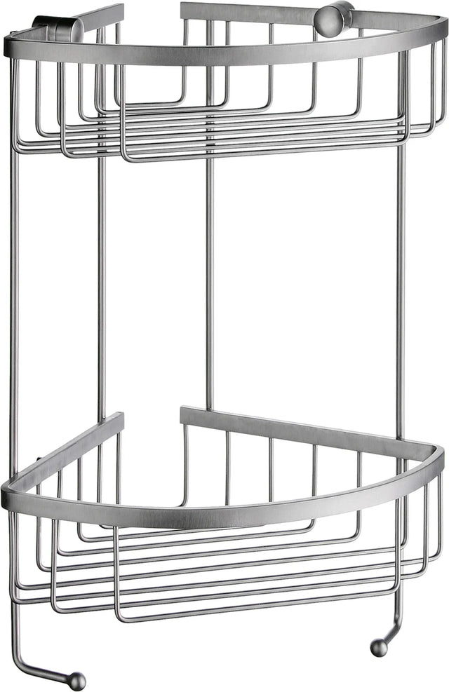 SIDELINE Design Corner Soap Basket, Double in Brushed Chrome DS2031