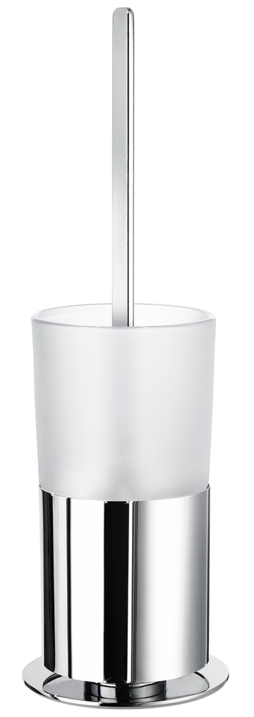 Outline Toilet Brush with Frosted Glass Container In Polished Chrome / Frosted Glass FK311