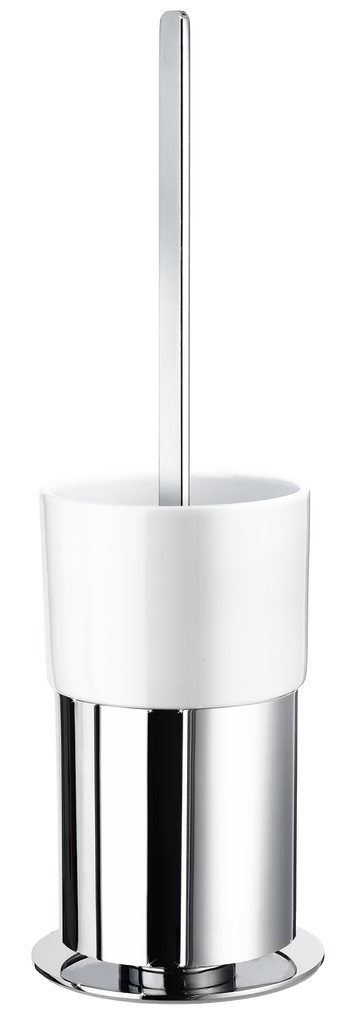 Outline Toilet Brush with Porcelain Glass Container In Polished Chrome / White Porcelain FK311P