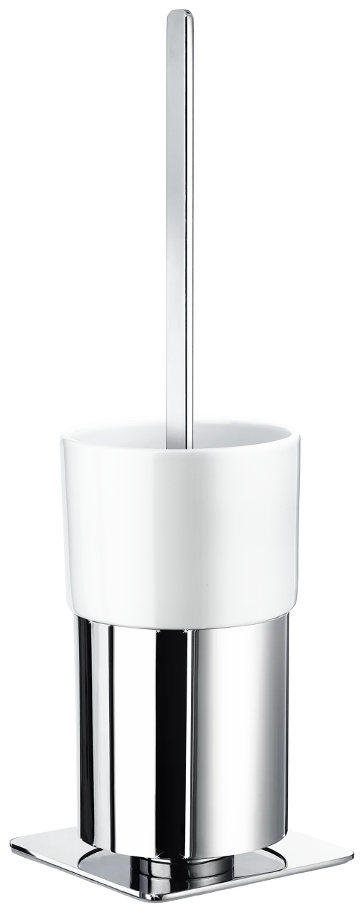 Outline Toilet Brush with Porcelain Glass Container In Polished Chrome / White Porcelain FK321P