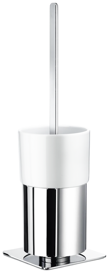 Outline Toilet Brush with Porcelain Glass Container In Polished Chrome / White Porcelain FK321P