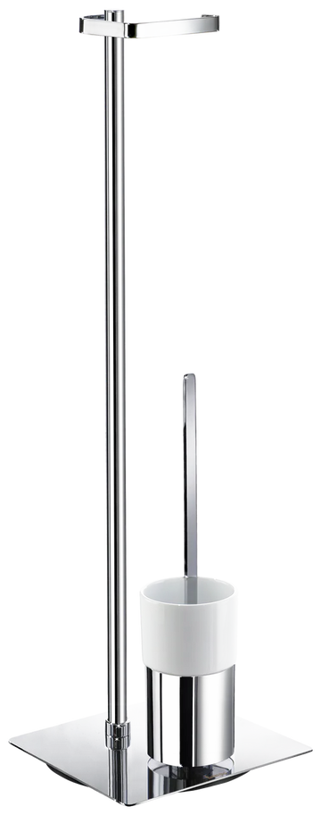 Outline Toilet Brush with Porcelain Glass Container In Polished Chrome / White Porcelain FK322P