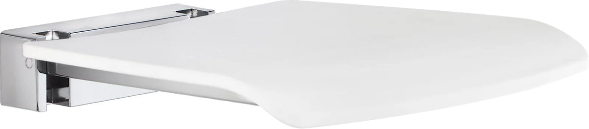 LIVING Folding Wall mounted Shower Seat, Chromed Zinc/Aluminium, White seat FK404