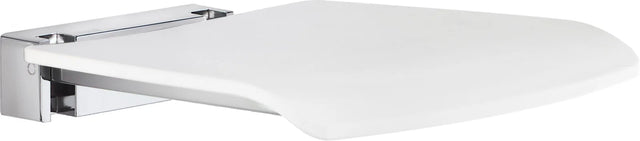 LIVING Folding Wall mounted Shower Seat, Chromed Zinc/Aluminium, White seat FK404