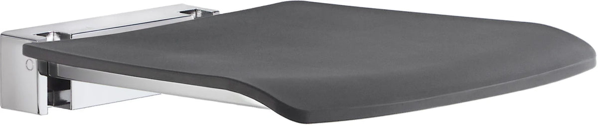 LIVING Folding Wall mounted Shower Seat, Chromed Zinc/Aluminium, Dark grey seat FK414