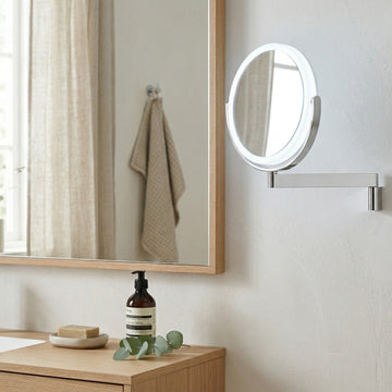 BB Bath Wall-mounted LED Rechargeable 2-sided Shaving/make-up mirror - Polished Chrome FK446