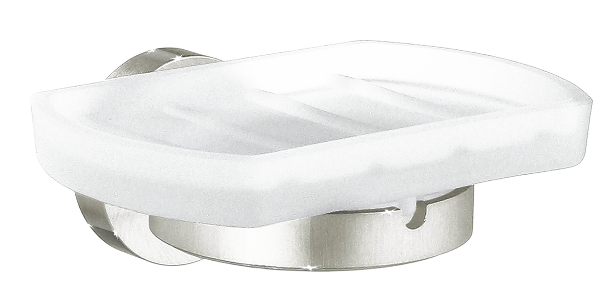 Home Holder with Frosted Glass Soap Dish In Brushed Nickel H342N