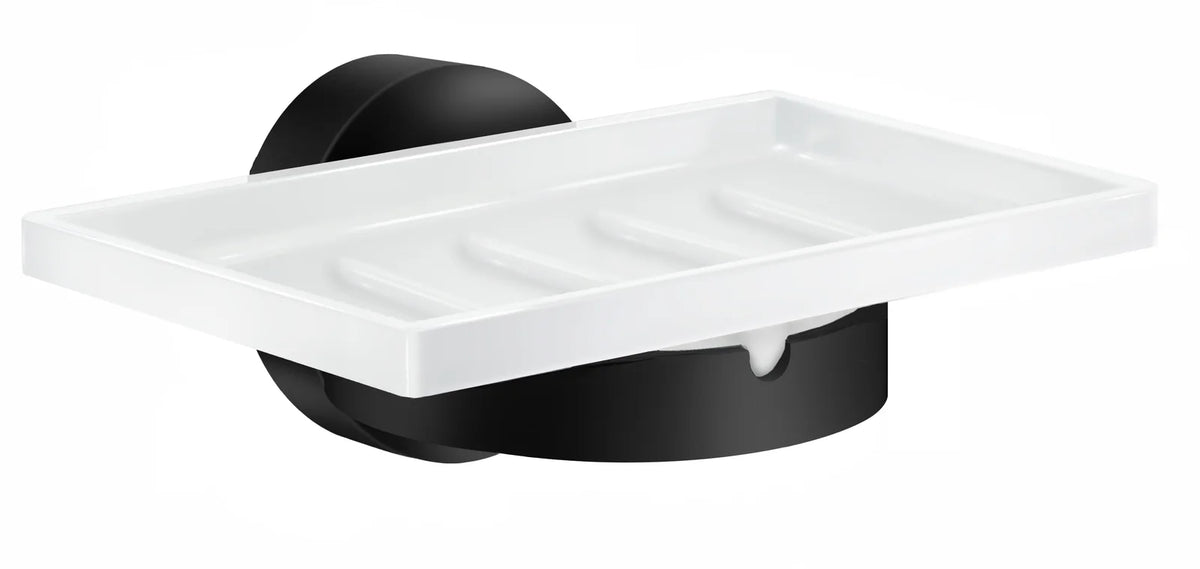 HOME Holder with Soap Dish, Black Holder/Porcelain dish HB342P
