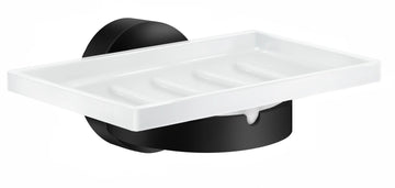HOME Holder with Soap Dish, Black Holder/Porcelain dish HB342P