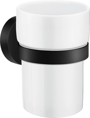 HOME Holder with Tumbler, Black with Porcelain Tumbler HB343P