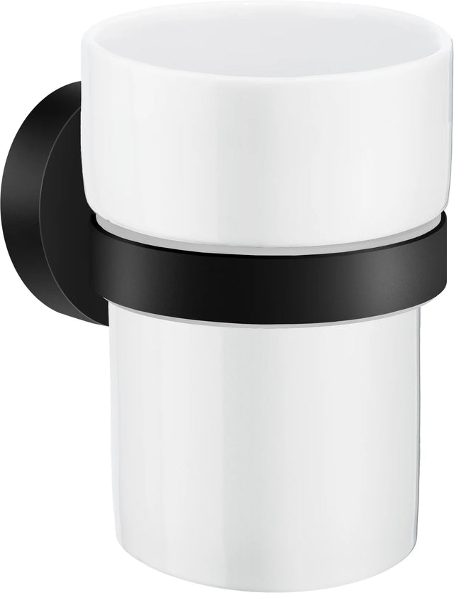 HOME Holder with Tumbler, Black with Porcelain Tumbler HB343P