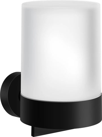 HOME Holder with Glass Soap Dispenser, Black/Frosted Glass HB361