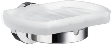 HOME Holder in Polished Chrome with Soap Dish in Frosted Glass HK342