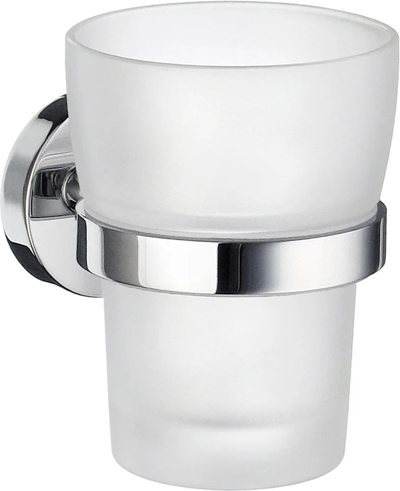 HOME Holder in Polished Chrome with Tumbler in Frosted Glass HK343