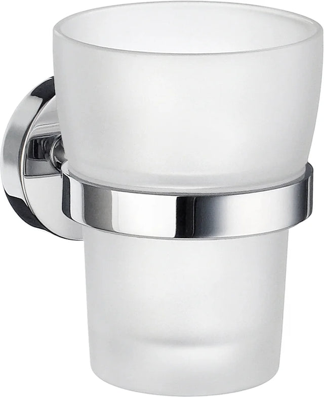 HOME Holder in Polished Chrome with Tumbler in Frosted Glass HK343