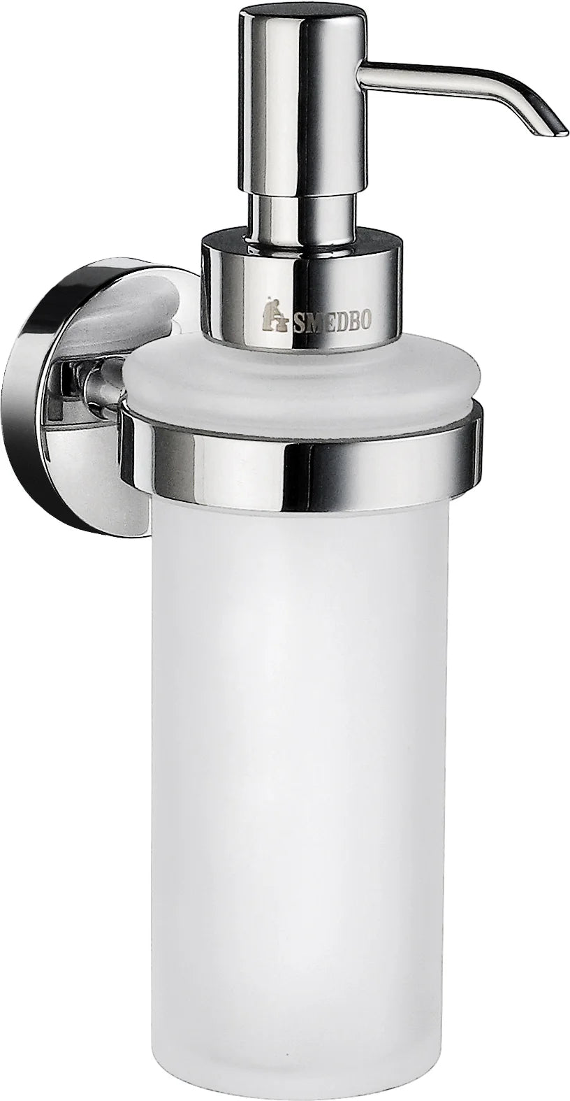 HOME Holder in Polished Chrome with Glass Soap Dispenser in Frosted Glass HK369