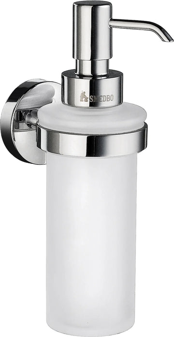 HOME Holder in Polished Chrome with Glass Soap Dispenser in Frosted Glass HK369