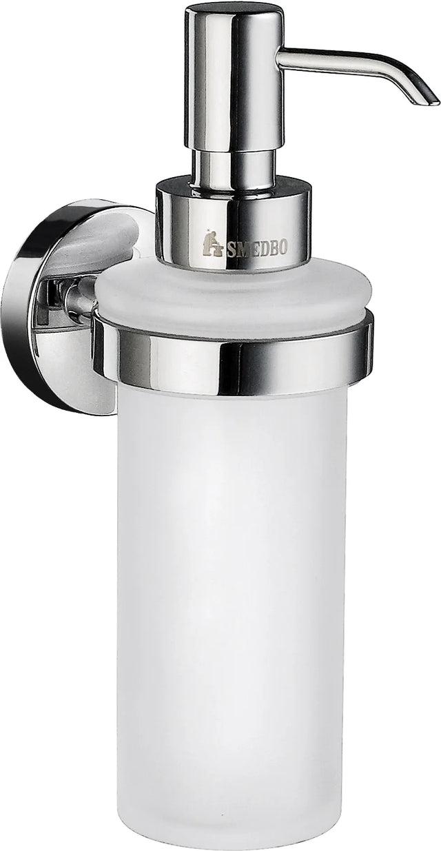HOME Holder in Polished Chrome with Glass Soap Dispenser in Frosted Glass HK369