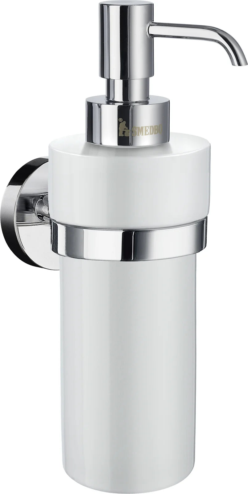HOME Holder with Soap Dispenser, Polished Chrome/Porcelain HK369P