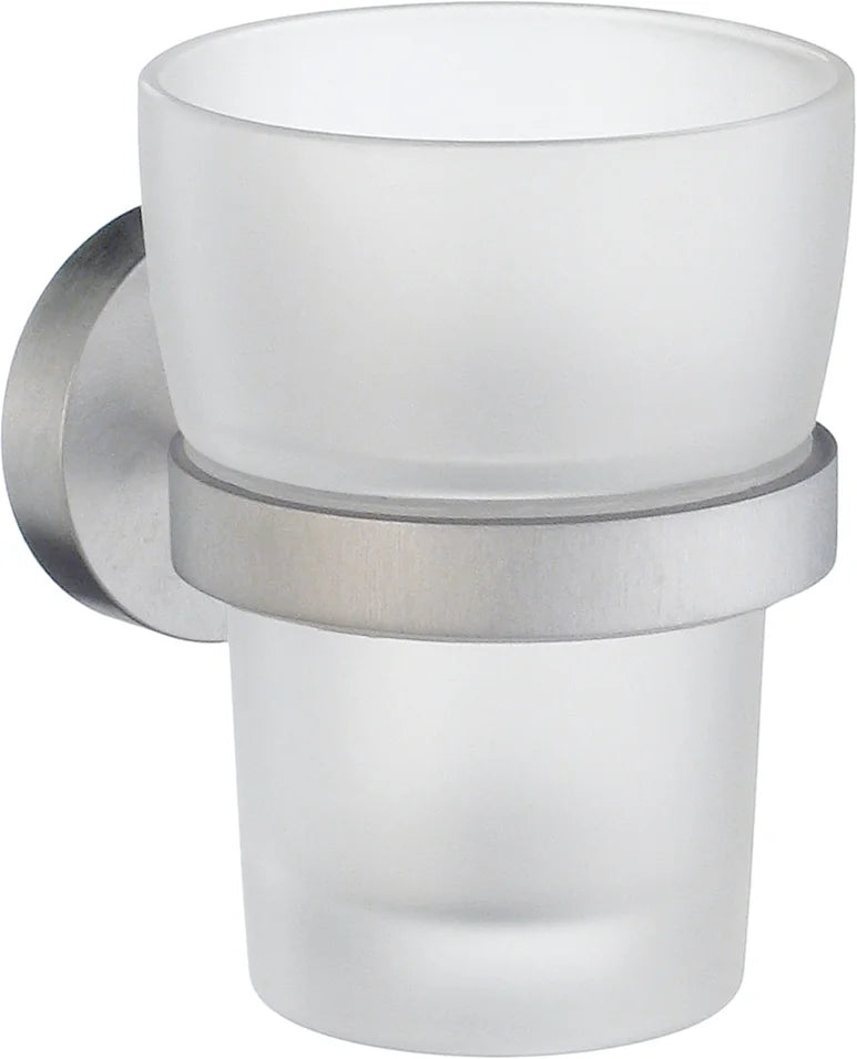 HOME Holder in Brushed Chrome with Tumbler in Frosted Glass HS343