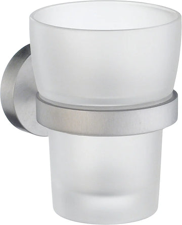HOME Holder in Brushed Chrome with Tumbler in Frosted Glass HS343