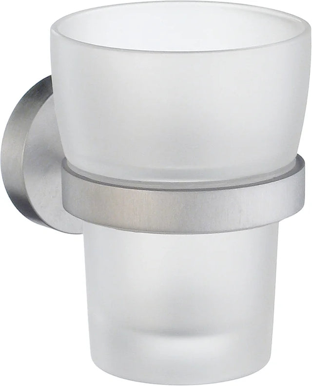HOME Holder in Brushed Chrome with Tumbler in Frosted Glass HS343