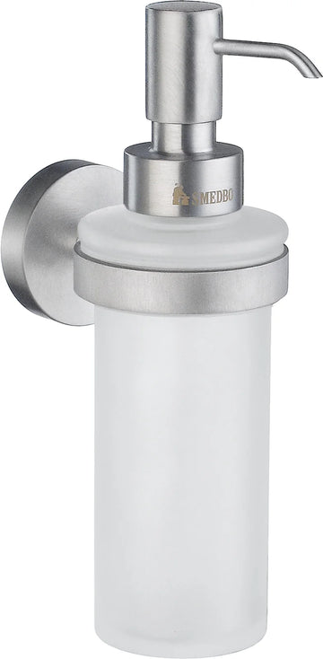 HOME Holder in Brushed Chrome with Glass Soap Dispenser in Frosted Glass HS369