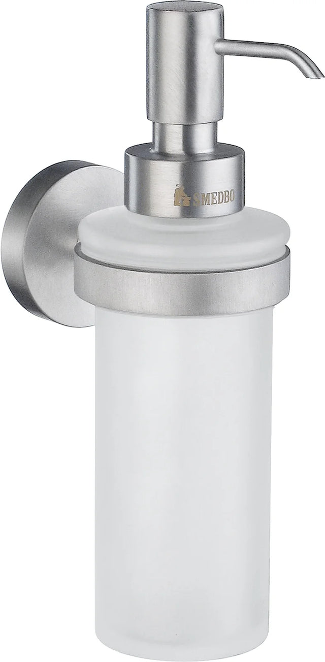 HOME Holder in Brushed Chrome with Glass Soap Dispenser in Frosted Glass HS369
