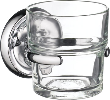 VILLA Holder in Polished Chrome with Clear Glass Tumbler K243