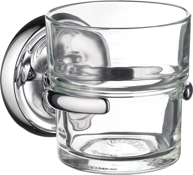 VILLA Holder in Polished Chrome with Clear Glass Tumbler K243