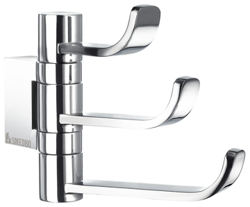 Ice Swing Arm Triple Hook In Polished Chrome / Frosted Glass OK327