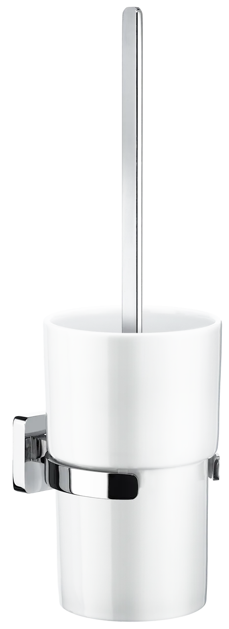 Ice Toilet Brush Wallmount- Porcelain In Polished Chrome / White Porcelain OK333P