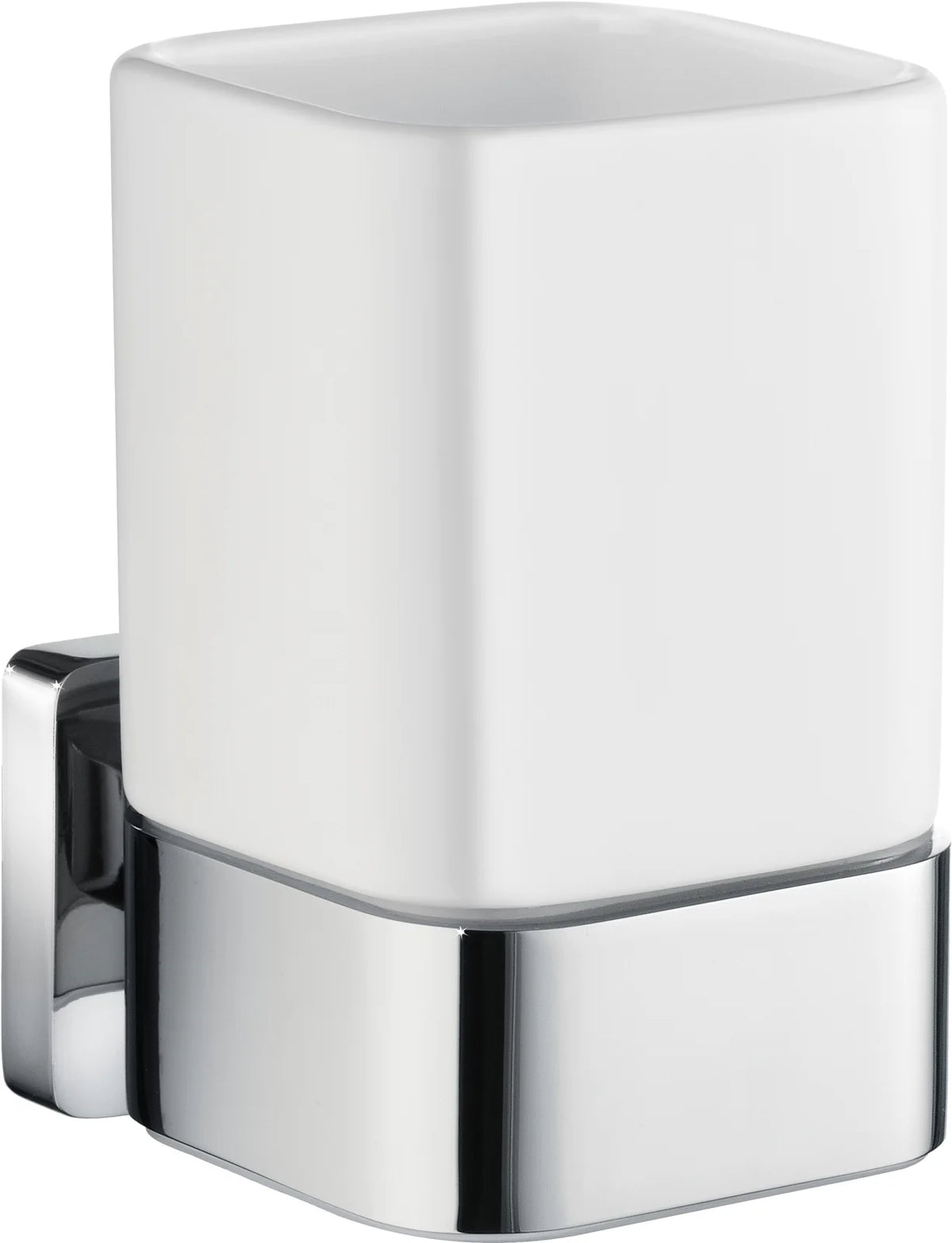 ICE Holder with Tumbler, Polished chrome with tumbler in porcelain OK443P