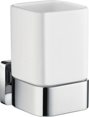 ICE Holder with Tumbler, Polished chrome with tumbler in porcelain OK443P