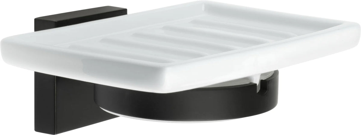 HOUSE Holder with Soap Dish, Black/Porcelain RB342P