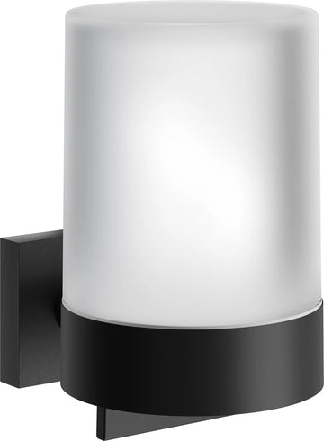 HOUSE Holder with Glass Soap Dispenser, Matt black/Frosted Glass RB361