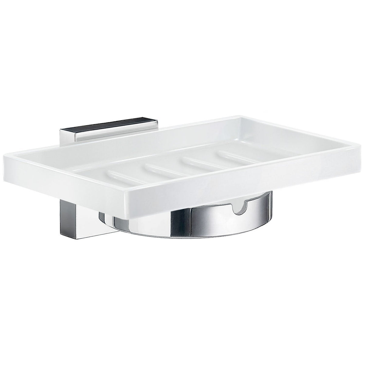 House Soapdish wall mounted - porcelain/ polished chrome RK342P