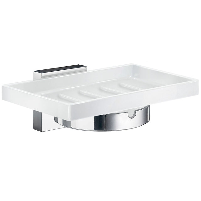 House Soapdish wall mounted - porcelain/ polished chrome RK342P