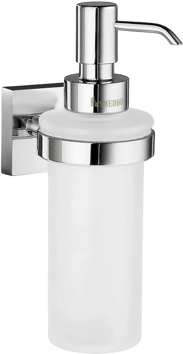 HOUSE Holder in Polished Chrome with Frosted Glass Soap Dispenser wall mounted RK369