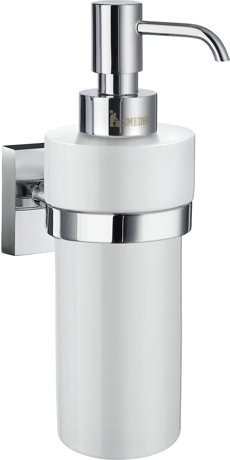 HOUSE Holder with Soap Dispenser, Polished Chrome/Porcelain RK369P