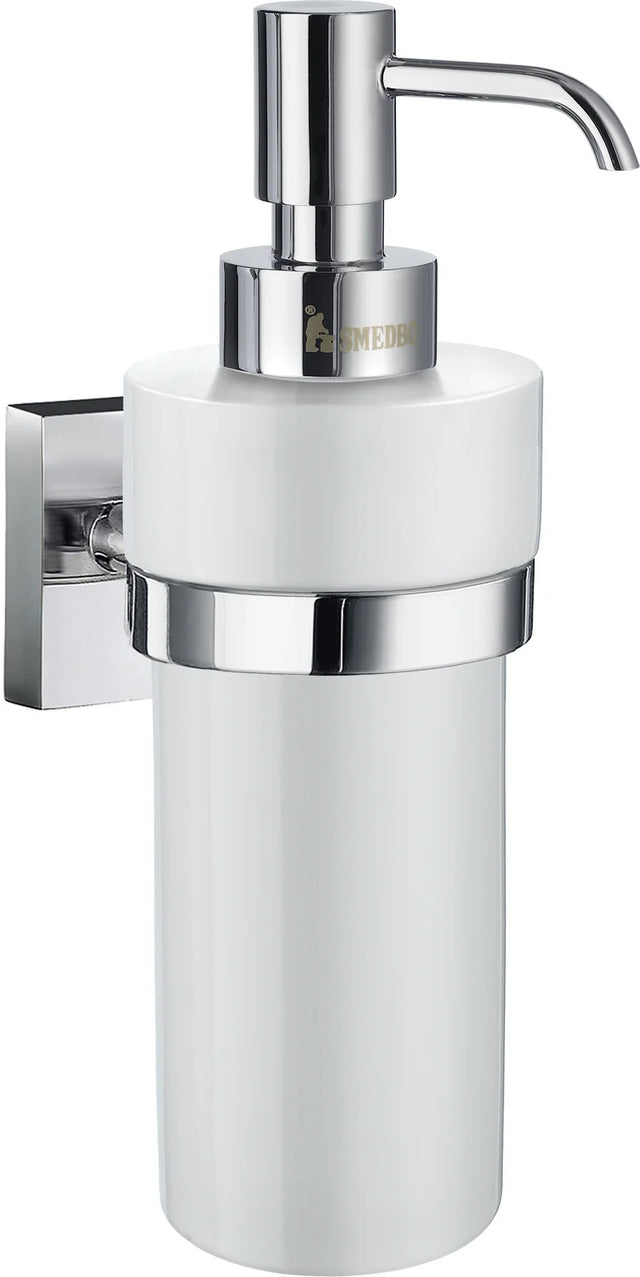 HOUSE Holder with Soap Dispenser, Polished Chrome/Porcelain RK369P