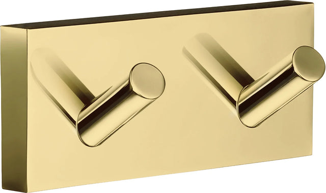 HOUSE Double Towel Hook in Polished Brass, Length 90 mm RV356