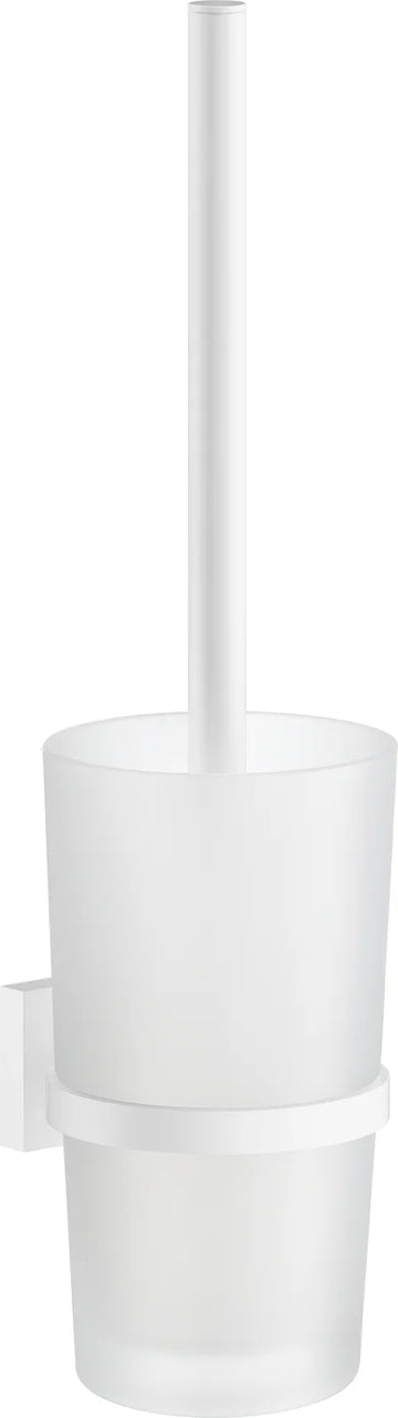 HOUSE Toilet Brush, Matte White/Frosted Glass Container, Height 380 mm RX333